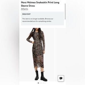 All Saints Nora Snakeskin Long Sleeve Dress